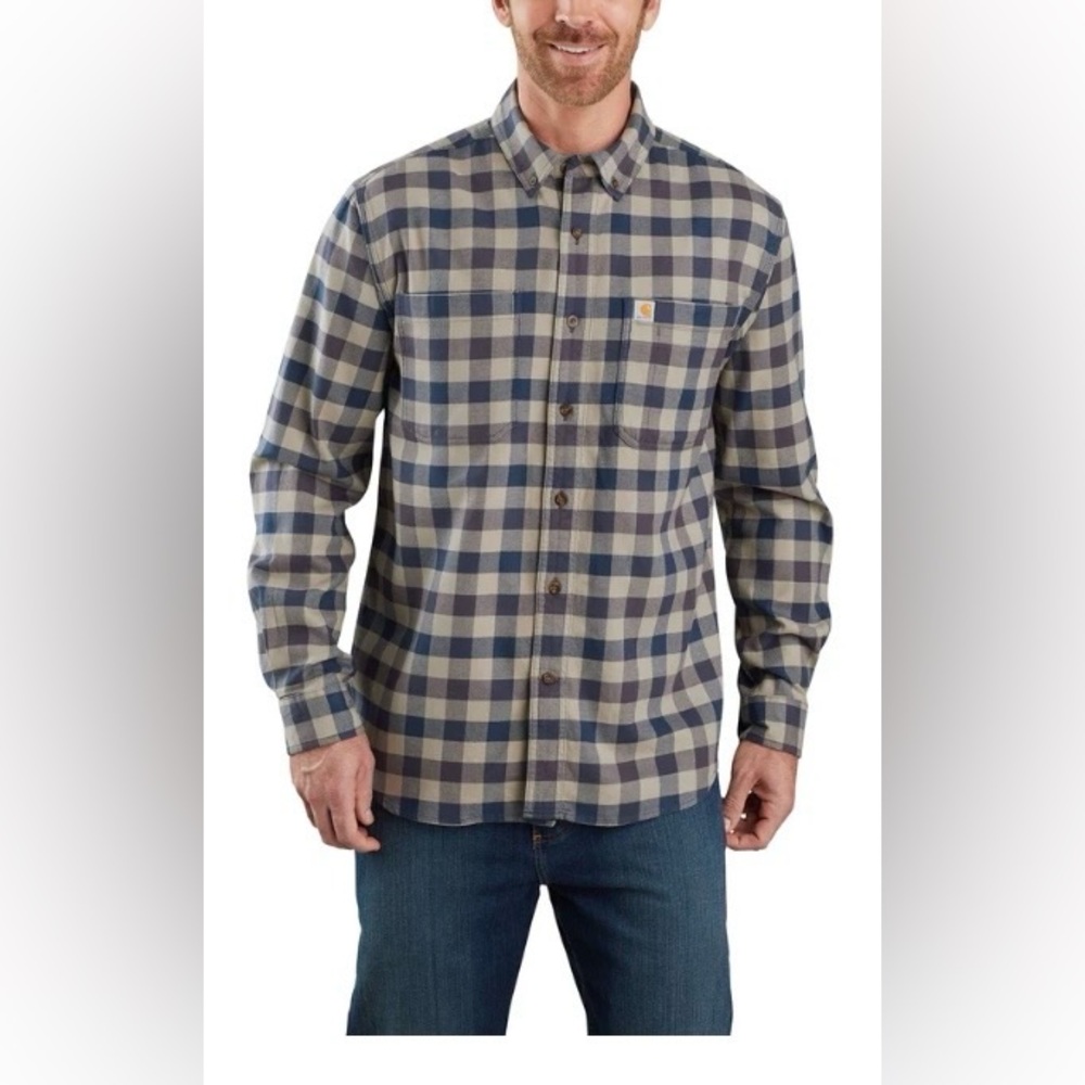 Men's Rugged Flex Hamilton Relaxed Fit Flannel Shirt Large Work Wear Casual